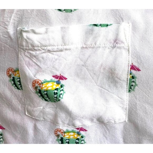 Rowdy Gentleman Cactus Cocktail Hawaiian Shirt XXL White Cruise Islands … - Picture 2 of 11